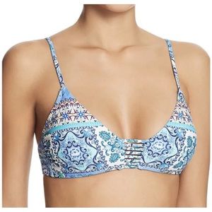 NANETTE LEPORE NORDSTROM *ENSENADA* BLUE PAISLEY TRIANGLE BRA STYLE BIKINI TOP L
